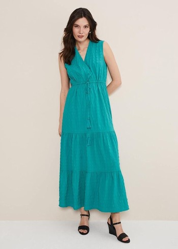 Phase Eight Anika Textured Sleeveless Dress Turquoise USA | 1627849-VN